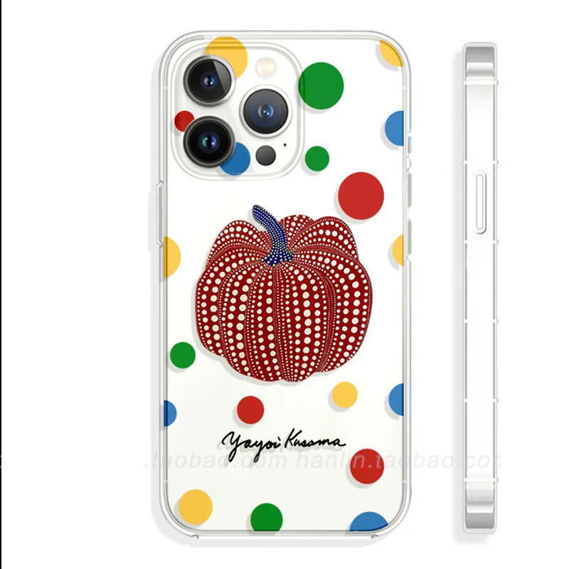 Colorful Line Pumpkin Polka Dot Matte Phone Case For iPhone 18 16 15 14 13 12 11 Pro Max Plus 17 13Mini Transparent Cover Funda