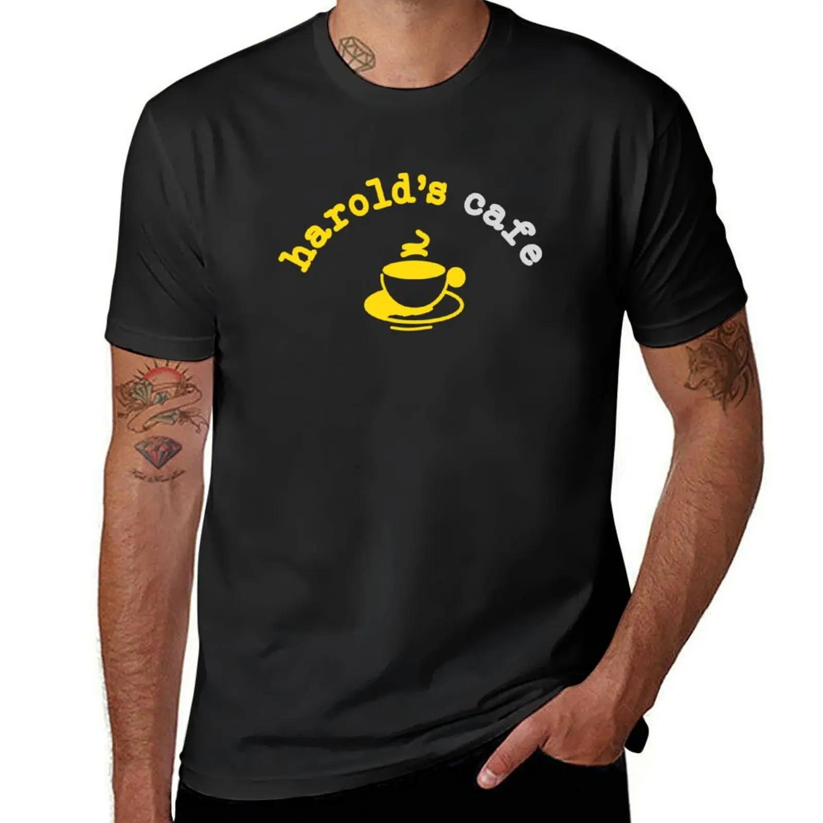 Harolds Cafe T-Shirt customs design your own funnys tops cute tops men workout shirt