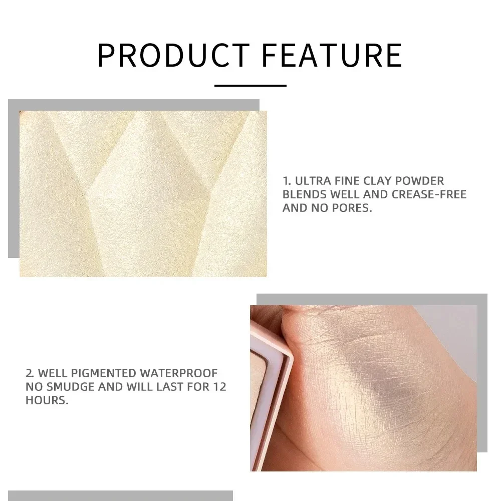 Diamond-Shaped Make Up Highlighter Powder Palette for Face and Body 3D Curved Shimmer Bronzer Glow Palette Cosmetics 5Color 2024