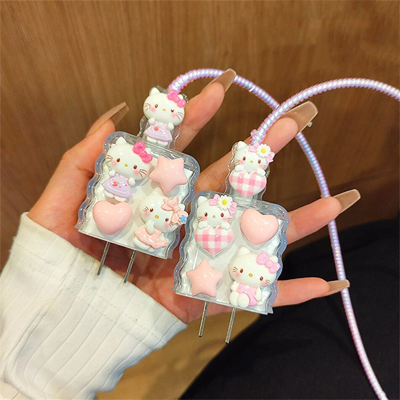 Kawaii Sanrio HelloKitty Charger Box Cartoon 20W Anime Anti Fall Charger Data Cable Anti Breakage Set for IPhone Pro 11 12 Max