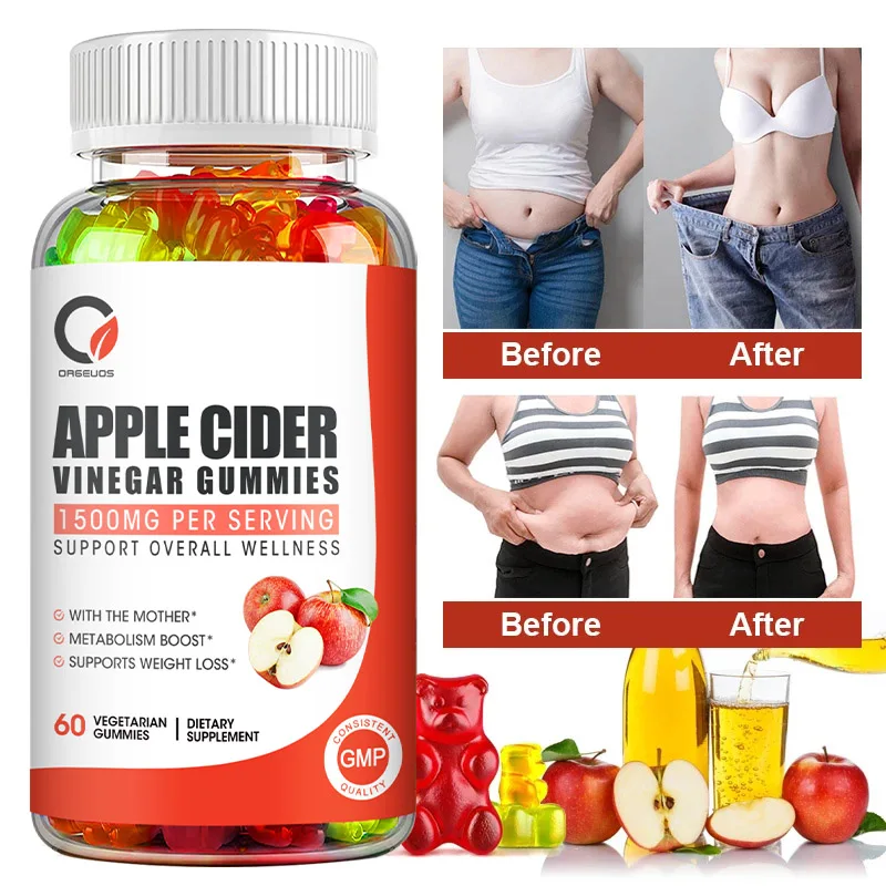 

Organic Apple Cider Vinegar Gummies Healthy Weight Management, Digestion, Detoxification and Immunity Relieve Gas and Bloating