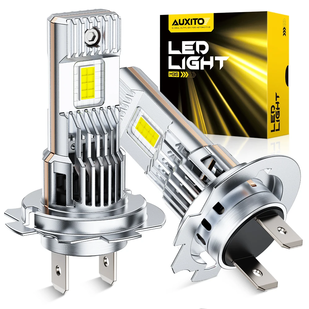 AUXITO 2Pcs H7 LED Front Headlight Bulbs 30000LM 6500K White CANBUS Mini Size Turbo H7 LED High Low Beam Vehicle Lighting 12V