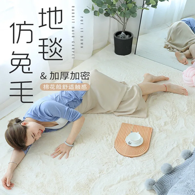 Imitation Rabbit Short Hair Carpet Bedroom Can Sleep Can Sit White Ins Bed Network Red Girl Living Room Blanket Plush Bay Mat