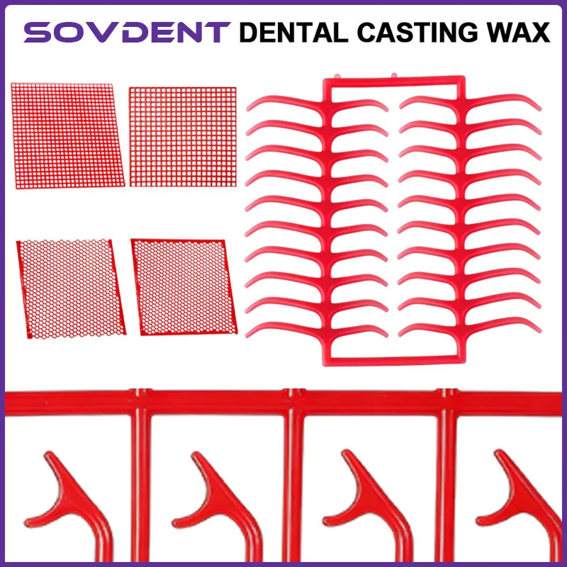 1Box Dental Lab Wax Mesh Square Grid Round Hole Shape Wax Sheet Dental Material For Cast Metal Partial Design Mesh Material