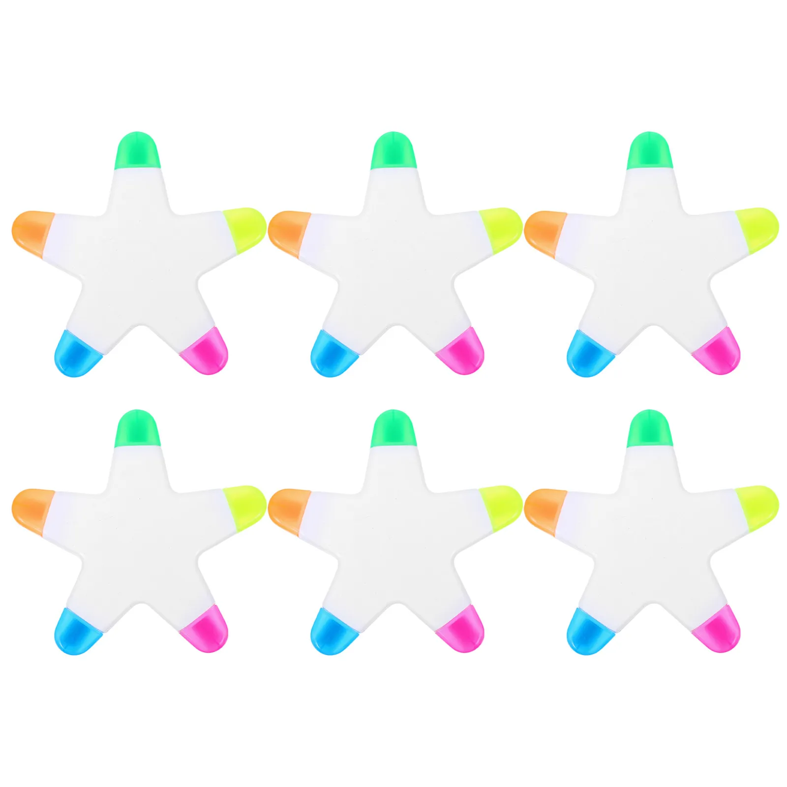 6Pcs Star Shape Fluorescent Highlighters 5-in-1 Color Pen Set for Journaling Note Taking Coloring Scrapbooking School Office Use