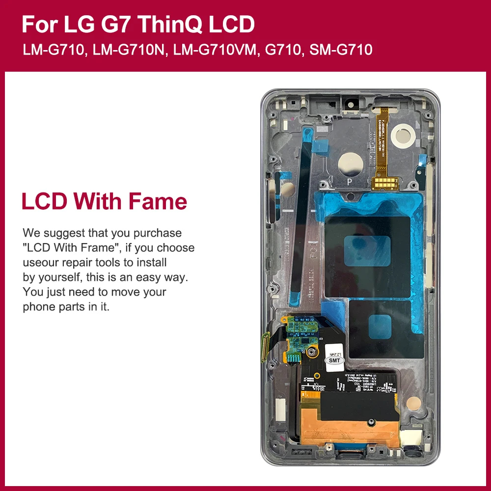 High Quility for LG G7 ThinQ LCD Display Touch Screen Assembly Digitizer For LG G7 G710 G710EM G710PM LCD Display Screen.