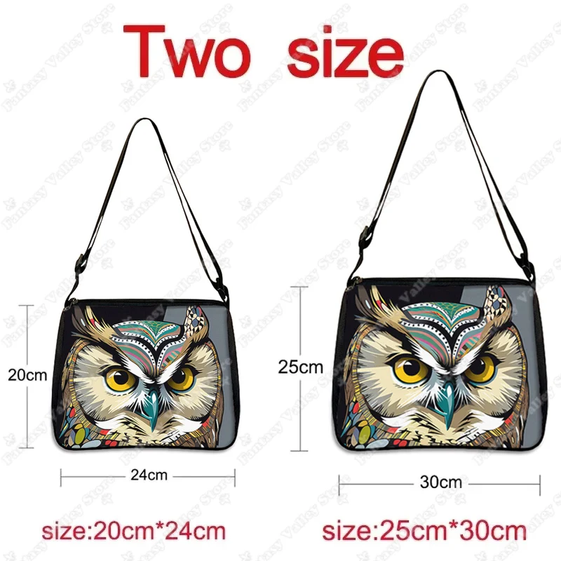 Cartoon Owl Illustration Shoulder Bag Funny Snowy Owl Print Crossbody Bags Women Handbag Portable Storage Bag Phone Holder Gift