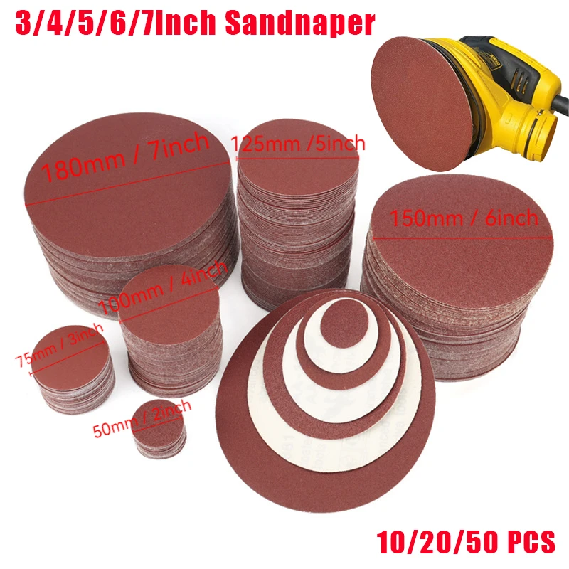 

3/4/5/6/7 Inch Sandpaper Woodworking Metal Grinding Disc Orbital Sander Abrasive Polishing Tool 40/1000/2000 Grit Sanding Discs