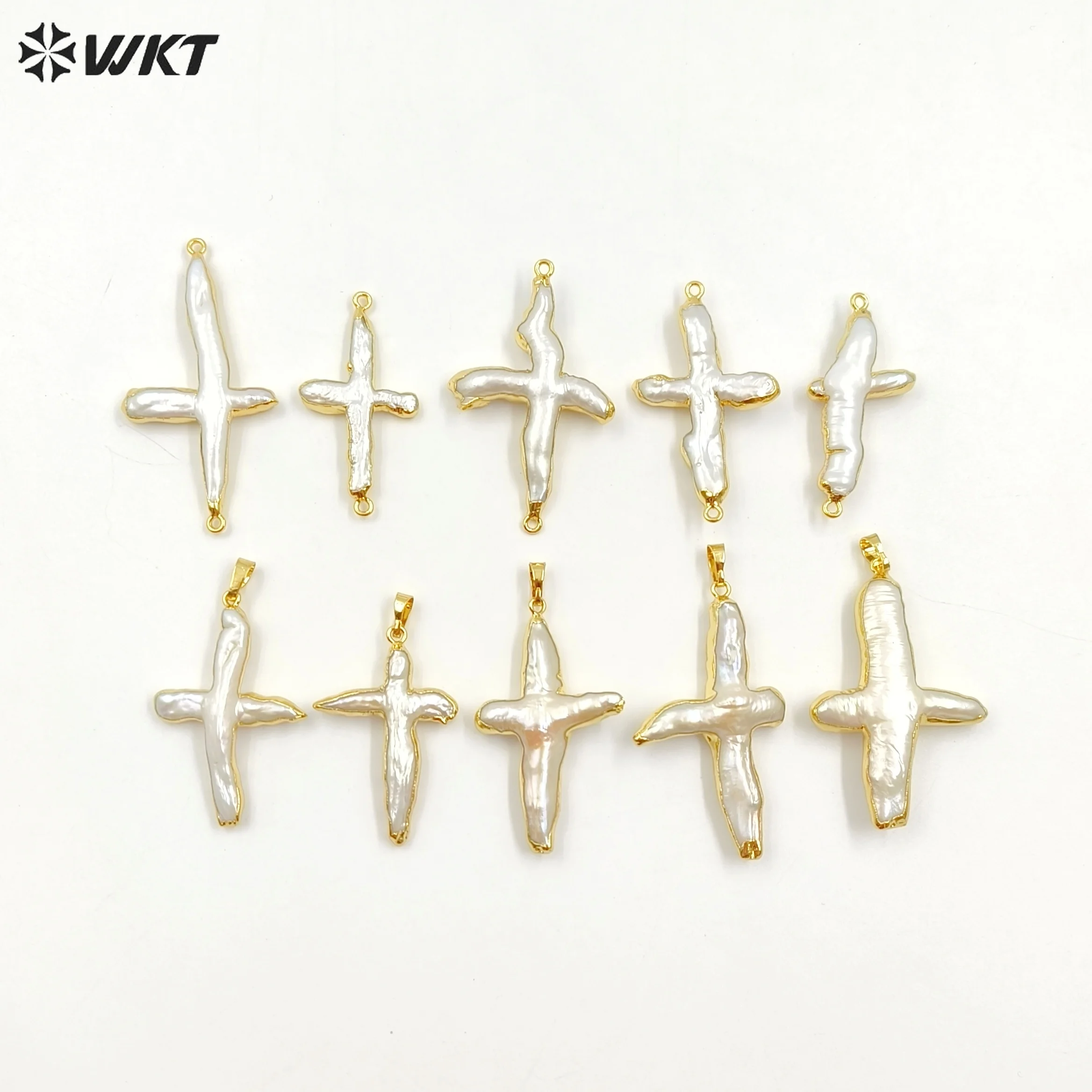 

WT-P346 Procurement Natural freshwater pearl cross shaped pendant can be made into necklace earrings jewelry accessories