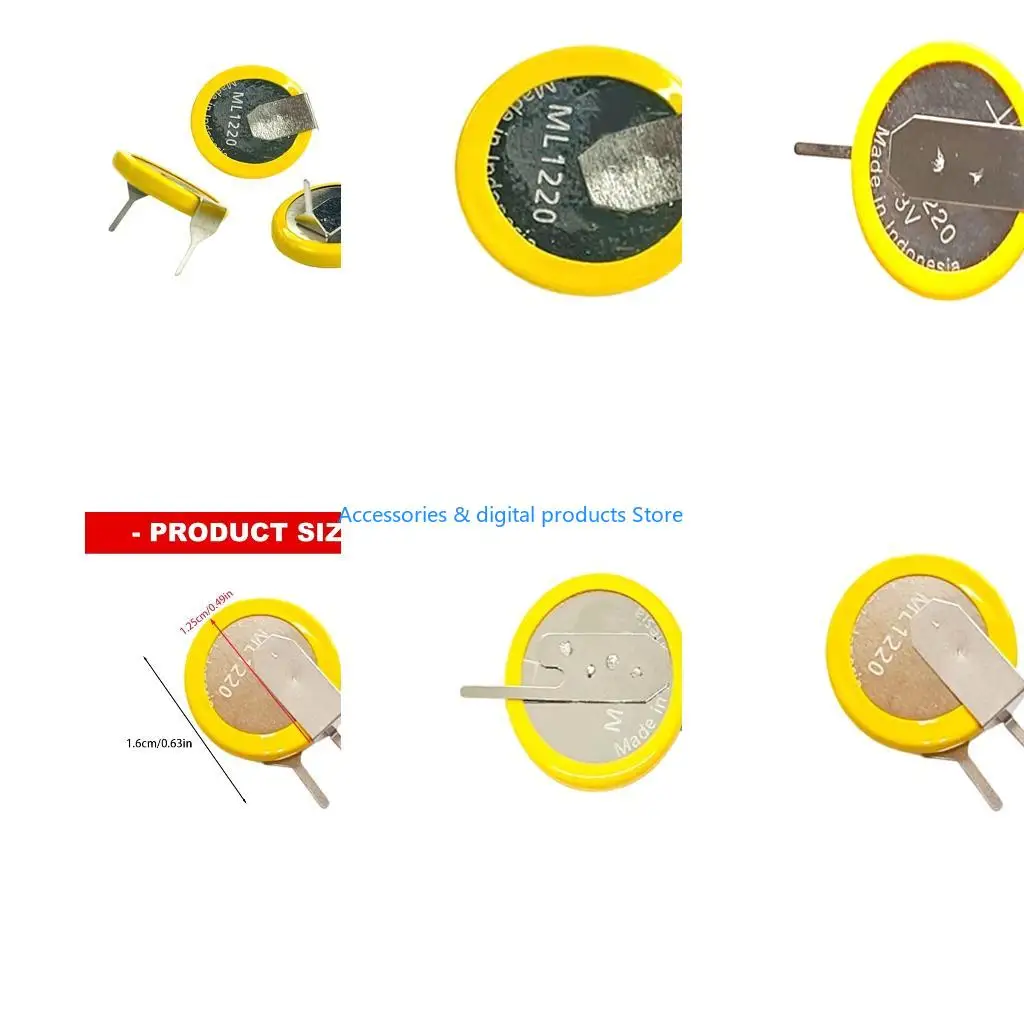 77JD Rechargeable 3V ML1220 Lithium Button Cell Battery With Solder Tab For Industrial Control Devices And Circuit Board