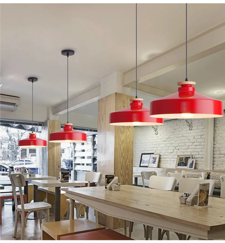 American Retro Red Pendant Lamp Led E27 Industrial Style Lighting Hot Pot Barbecue Modern Iron Art Restaurant Decor Lighting