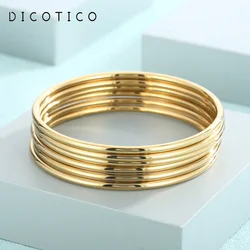 Simple 3pcs Stainless Steel Bracelet For Women Men Gold Silver Color Geometry Wire Round Bangle Trendy Jewelry Wristband Gifts