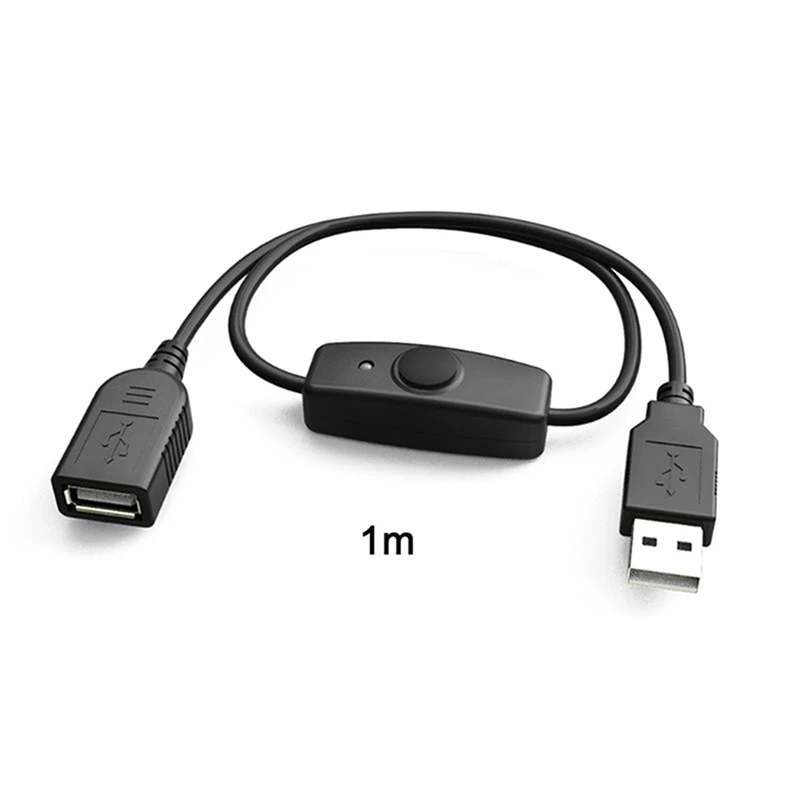 Data Sync USB 2.0 Extender Cord USB Extension Cable With ON OFF Switch LED Indicator For PC Laptop USB Fan LED Lamp