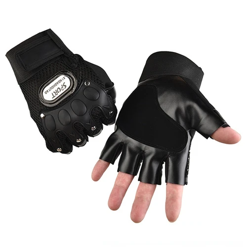 Imagen 2 del producto Guantes de ciclismo para motocicleta, Guantes negros tácticas de medio dedo, sección delgada, Guantes transpirables, accesorios para Moto y bicicleta