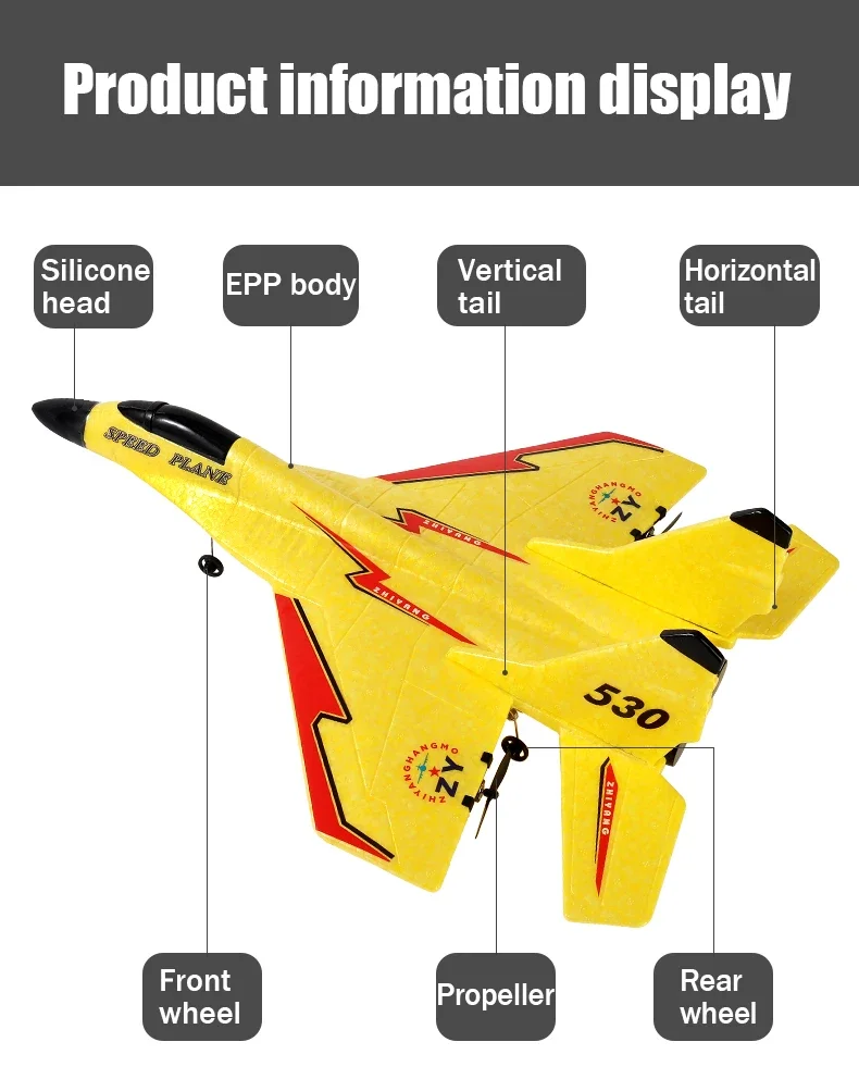 Zhiyang Mig 530 Avión de Control remoto, planeador de ala fija, modelo de juguete de tamaño mediano para niños