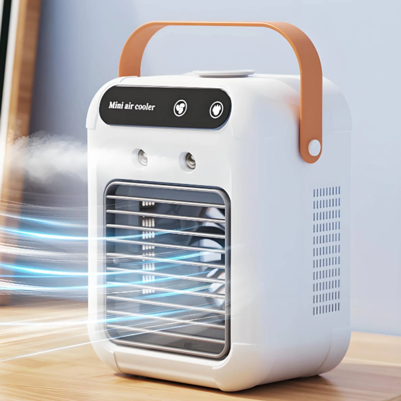 

White Mini Air Cooler Compact Mini Air Cooler Personal Cooling Fan Ventilated Home Appliance Plastic for Table, Desk