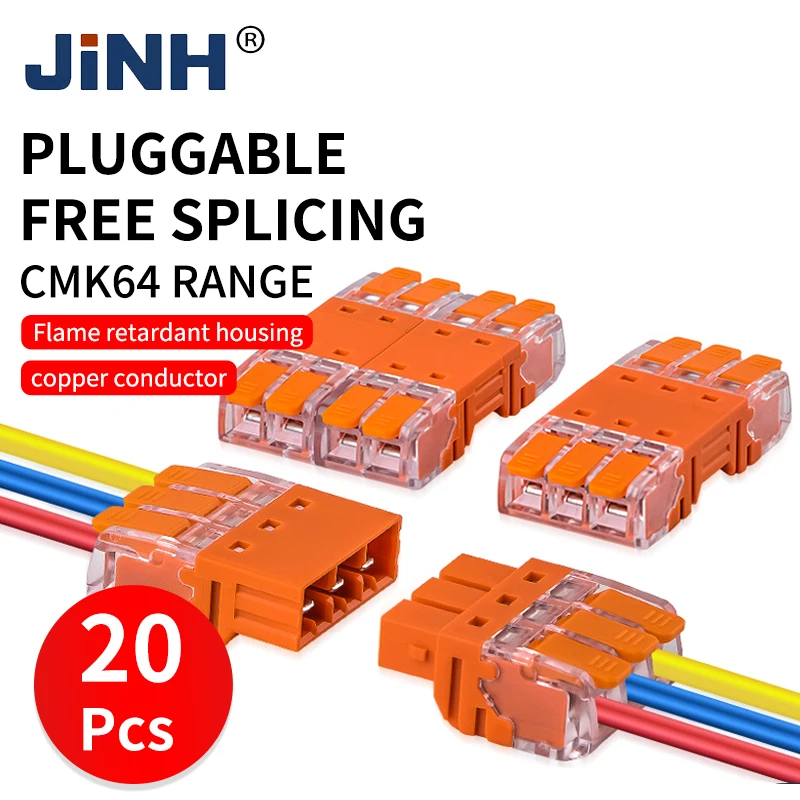 

JINH 20Pcs CMK 64 Quick Connectors Fast for Flexible Connectivity Wires Compact Plug Mini Male Female Terminals Universal Blocks