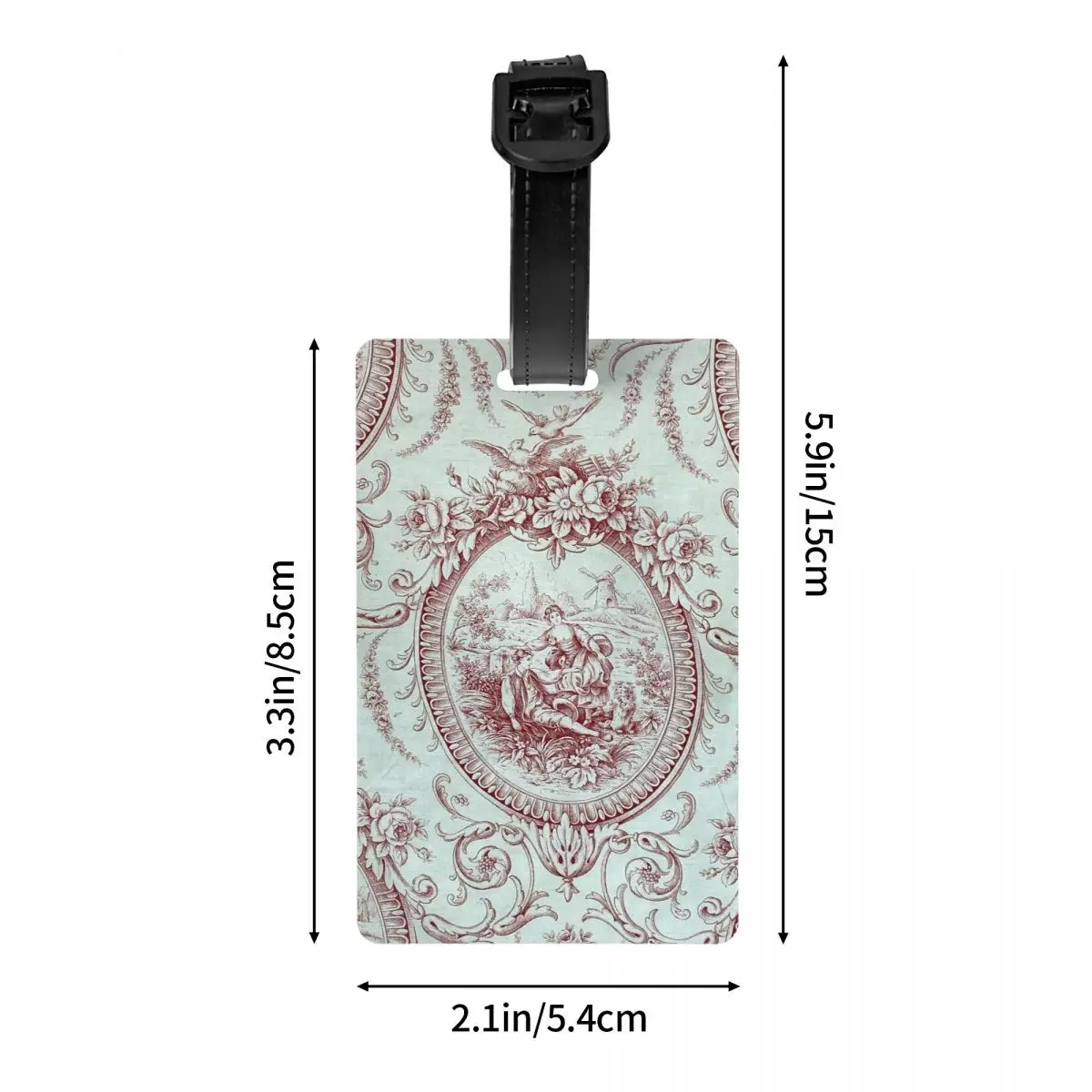 Vintage Classic French Toile De Jouy Navy Blue Motif Pattern Luggage Tags for Suitcases Cute Baggage Tags Privacy Cover ID Label