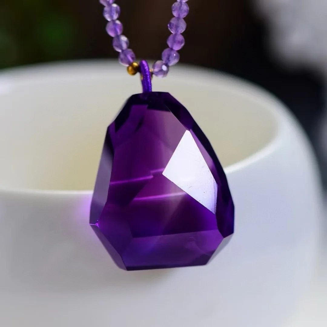 Natural Purple Amethyst Quartz Pendant Necklace 26*21*13.7mm Amethyst Jewelry Beads Women Men Necklace Brazil AAAAAA