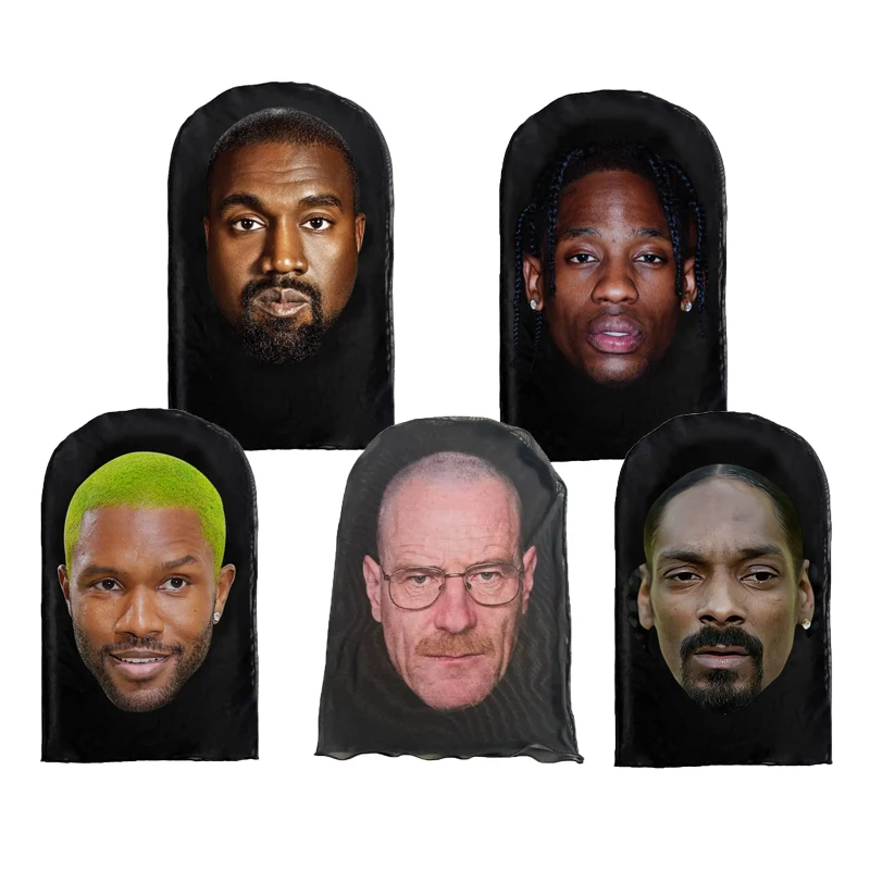 

Сетчатая эластичная маска на все лицо для Хэллоуина для мужчин и женщин, головной убор для косплея, маска Канье с 3D принтом, модная Балаклава в стиле хип-хоп, шапка с капюшоном