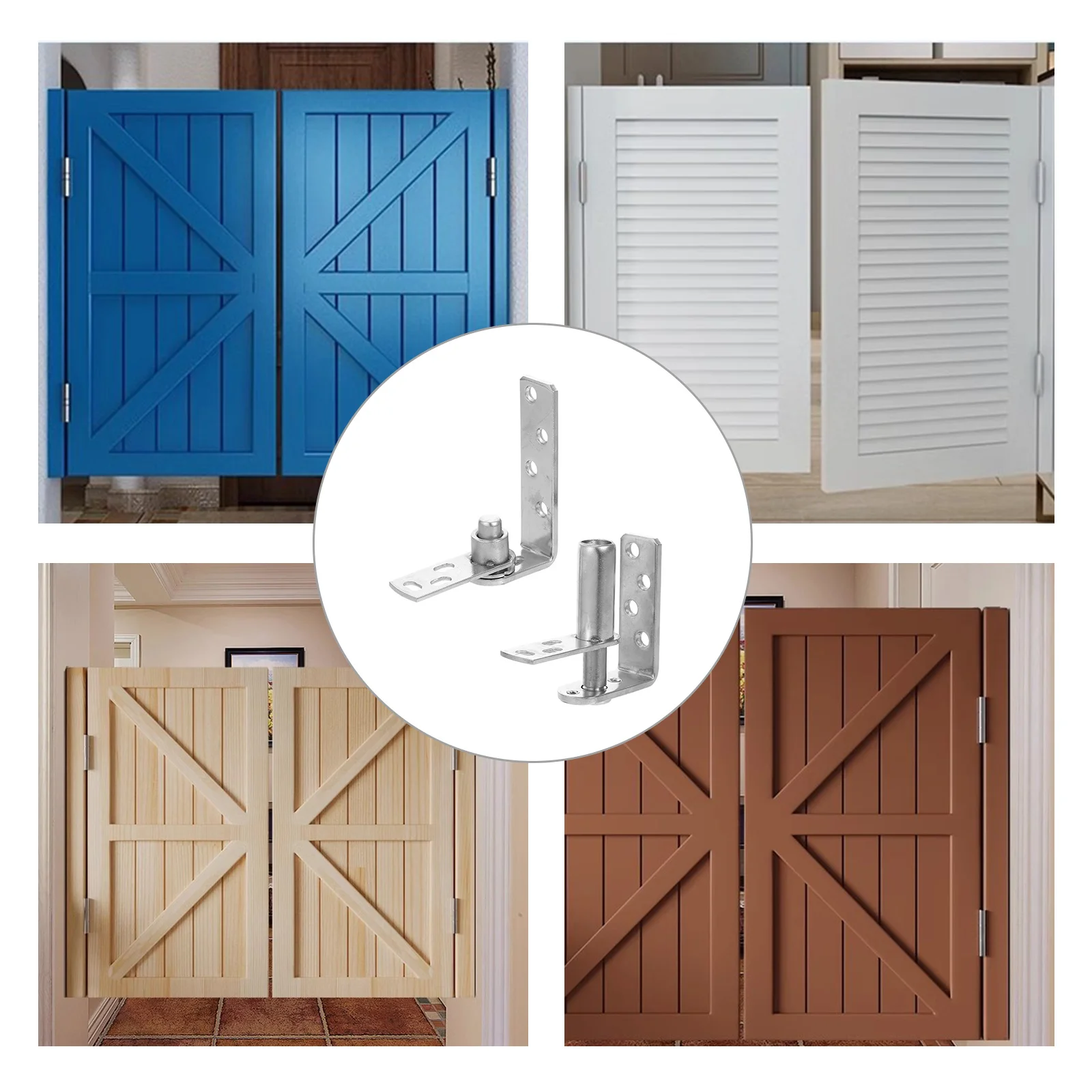 1 Set Stainless Steel Automatic Rebound Door Hinges Up Down Pivot Dual Swing For Cabinet Cupboard Gate Heavy Duty Hardware Hinge