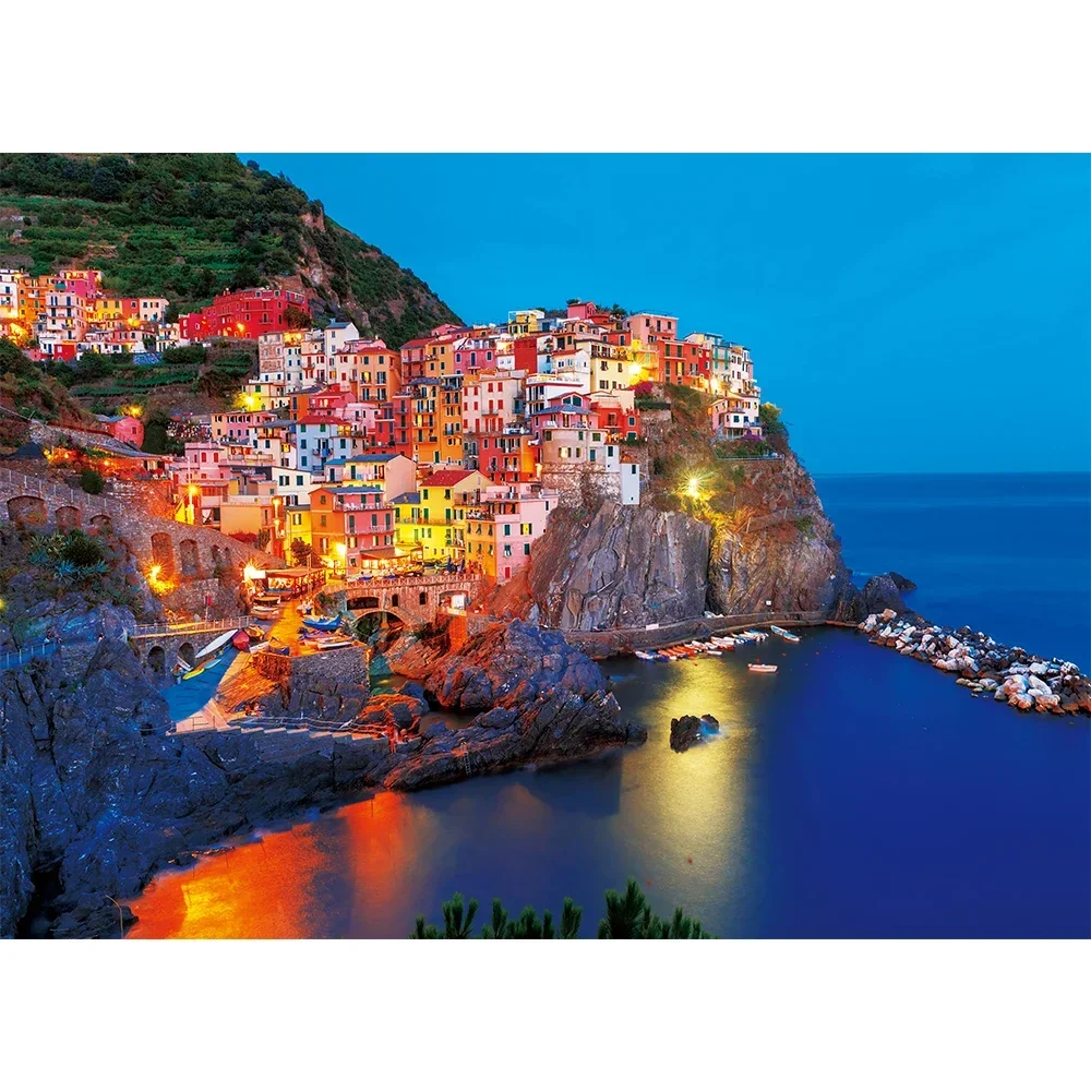 MaxRenard Jigsaw Puzzle 1000 Pieces for Adults Cinque Terra Night View of Manarola Toy Home Wall Decoration Family Game Gift