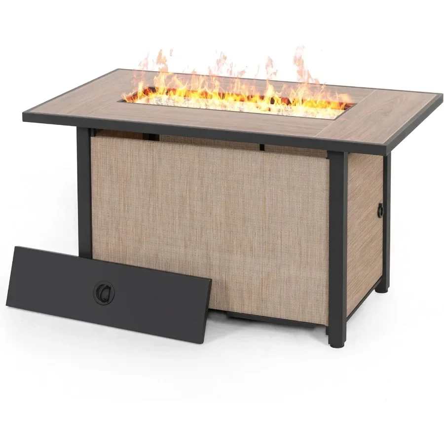

43 Propane Fire Pit Table CSAListed Outdoor 50 000 BTU with Lid and Glass Beads 2in1 Rectangular Design for Backyard Patio
