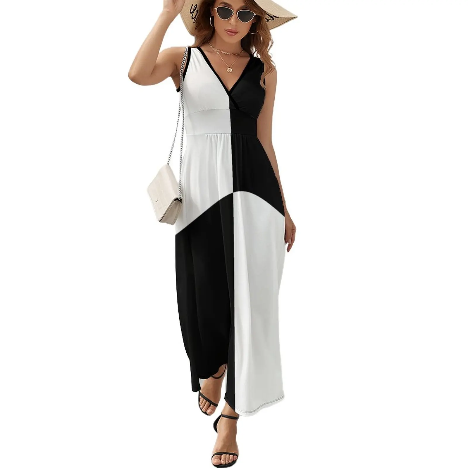 Black and White Checks Sleeveless Dress Dresses gala elegant women's sets women dress women's dresses luxury