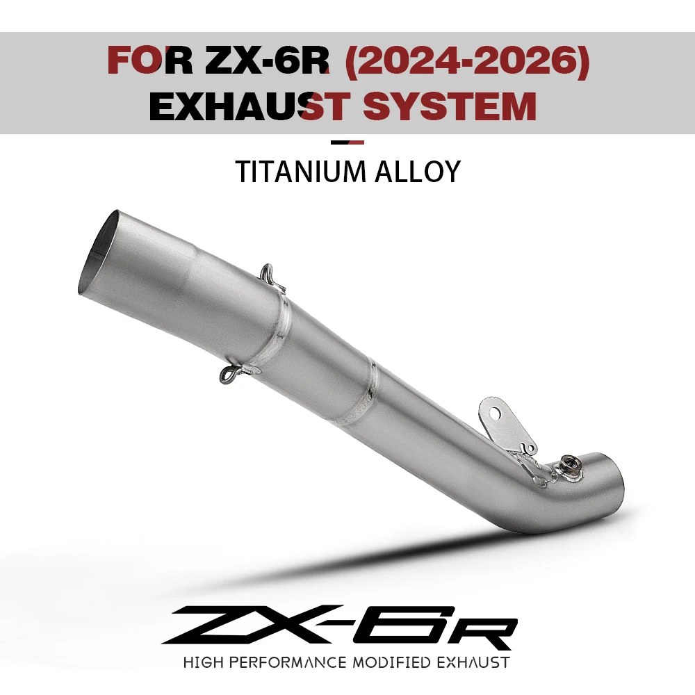 For ZX6R ZX-6R 2024-2026 60mm Motorcycle Exhaust Pipe Middle Link Adapter Tube Titanium Alloy Escape Line 