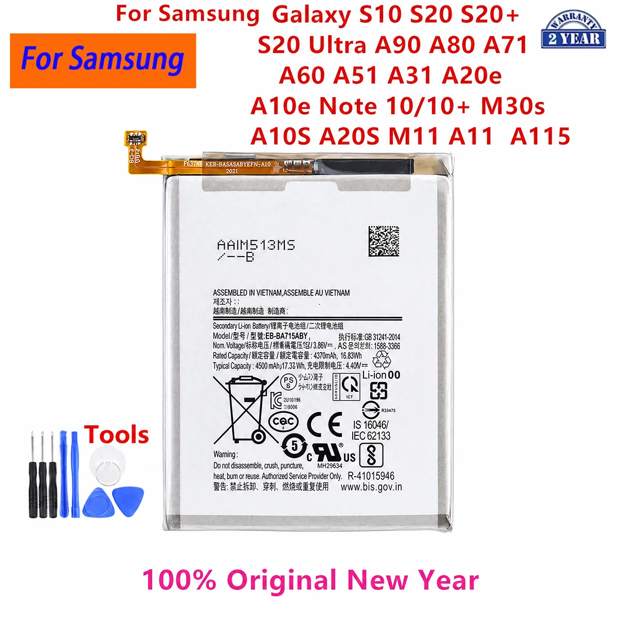 Brandneue batterie für samsung galaxy s10 s20 s20 s20 ultra a90 a80 a71 a60 a51 a31 a20e a10e note 10/10 m30s a20s m11