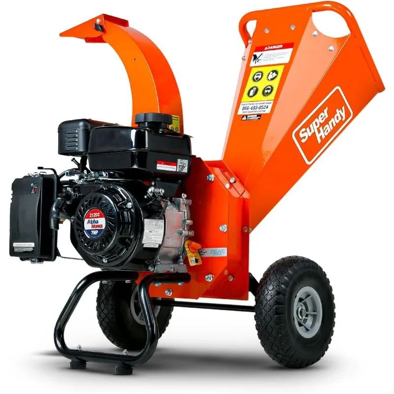 SuperHandy Mini Houtversnipperaar Shredder Mulcher Heavy Duty 7HP Compact Ontwerp 3" Inch Max. Capaciteit