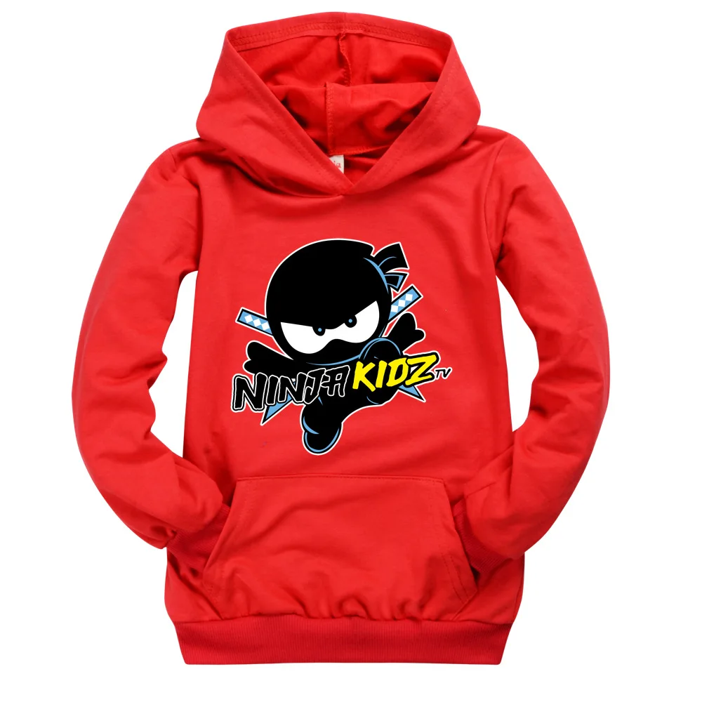 

NINJA KIDZ Kids Casual Pocket Sweatershirt Boys Hooded Girls T Shirt Fashion Child Clothes Cotton Girl Costume