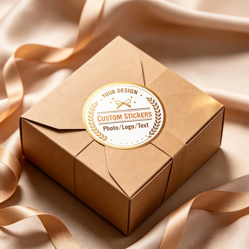 Individuell gestalteter Aufkleber, laden Sie Ihr Logo-Bild hoch, langlebige Etiketten für Geschenkboxen, Tierleckerli-Verpackungen und Dekorationen für Feiertagstreffen. – Detail 7