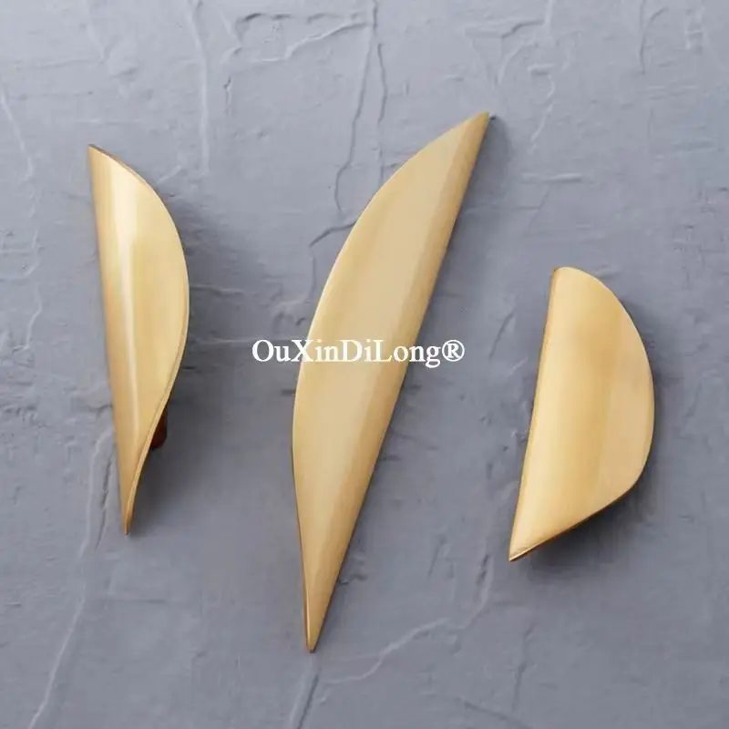 Elegant 10PCS Pure Brass Graceful Arc Furniture Handle Drawer Pulls Cupboard Wardrobe Closet Dresser Shoe TV Wine Cabinet Pulls