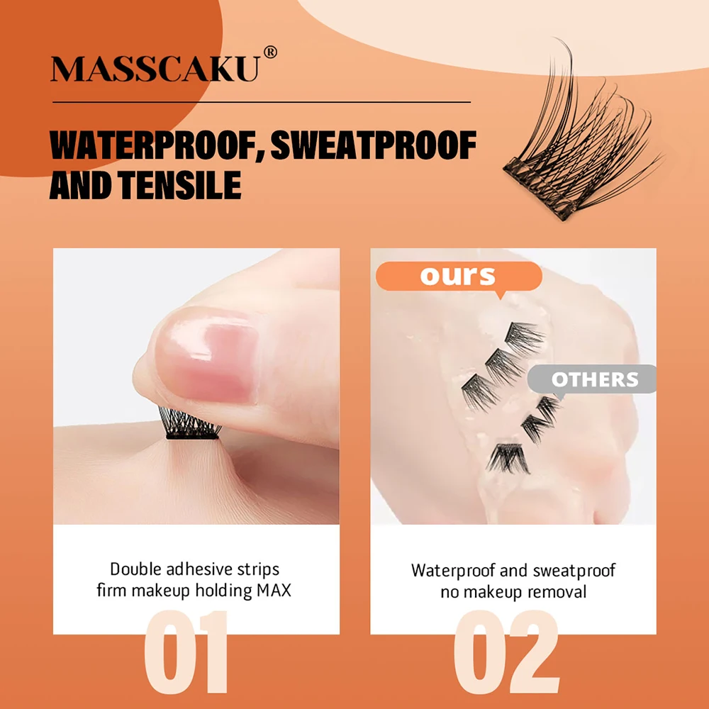 MASSCAKU Self-adhesive Eyelash Cluster Idol Single Cluster Eyelash Extension NO Glue Needed Individual Lashes Makeup Tools