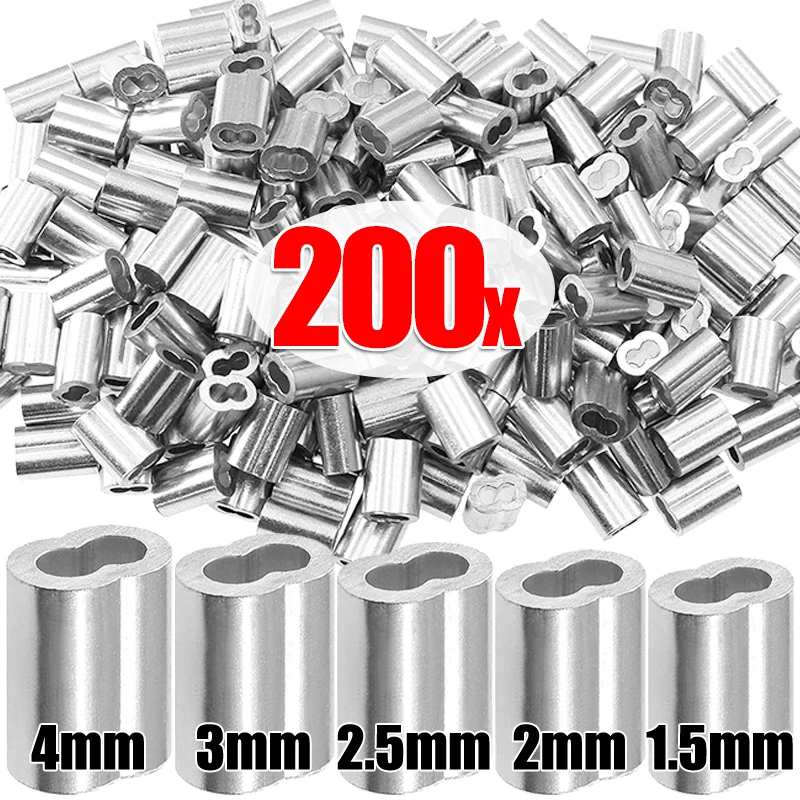 10/200 Stück Doppelloch-Kabel-Crimphülse M1,5 bis M4 Aderendhülsen 8-förmiger Aluminium-Kabelstopper Crimpseil Hardware-Zubehör