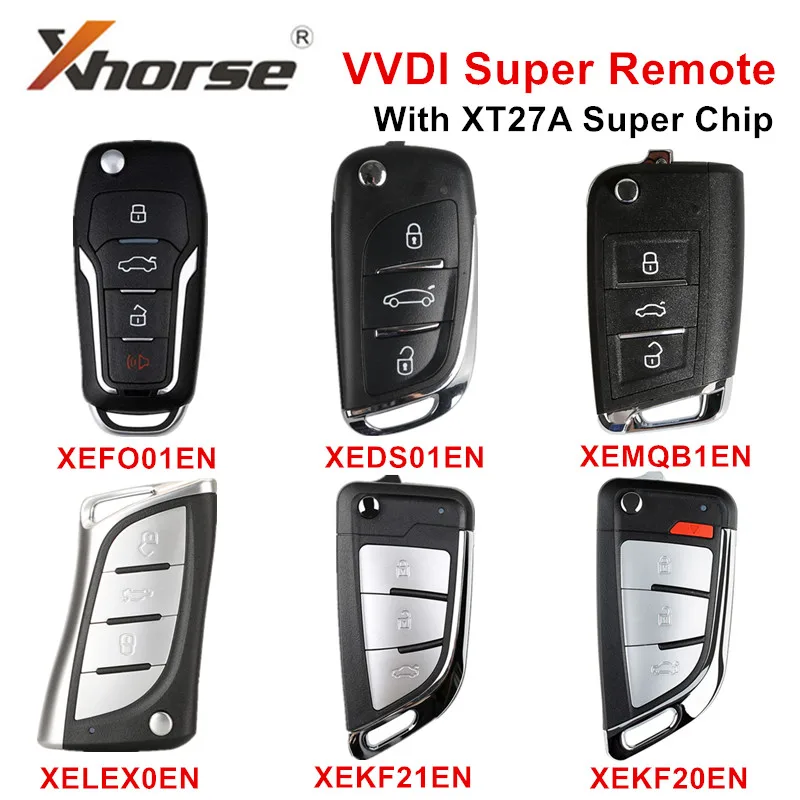 5pcs Xhorse XEDS01EN XEFO01EN XEMQB1EN XELEX0EN XEKF20EN XEKF21EN VVDI Super Remote Car Key with XT27A Super Chip for VVDI2/VVDI