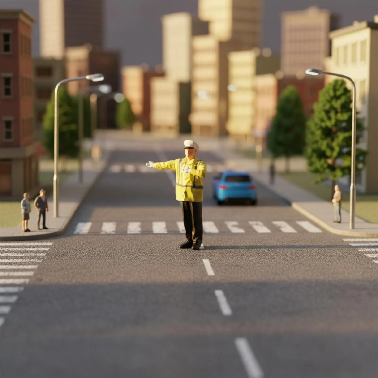 1:64 Scale Traffic Lamp Hand-Painted Miniature Scene Traffic Sign Prop Miniature Street Barrier Model for Dioramas