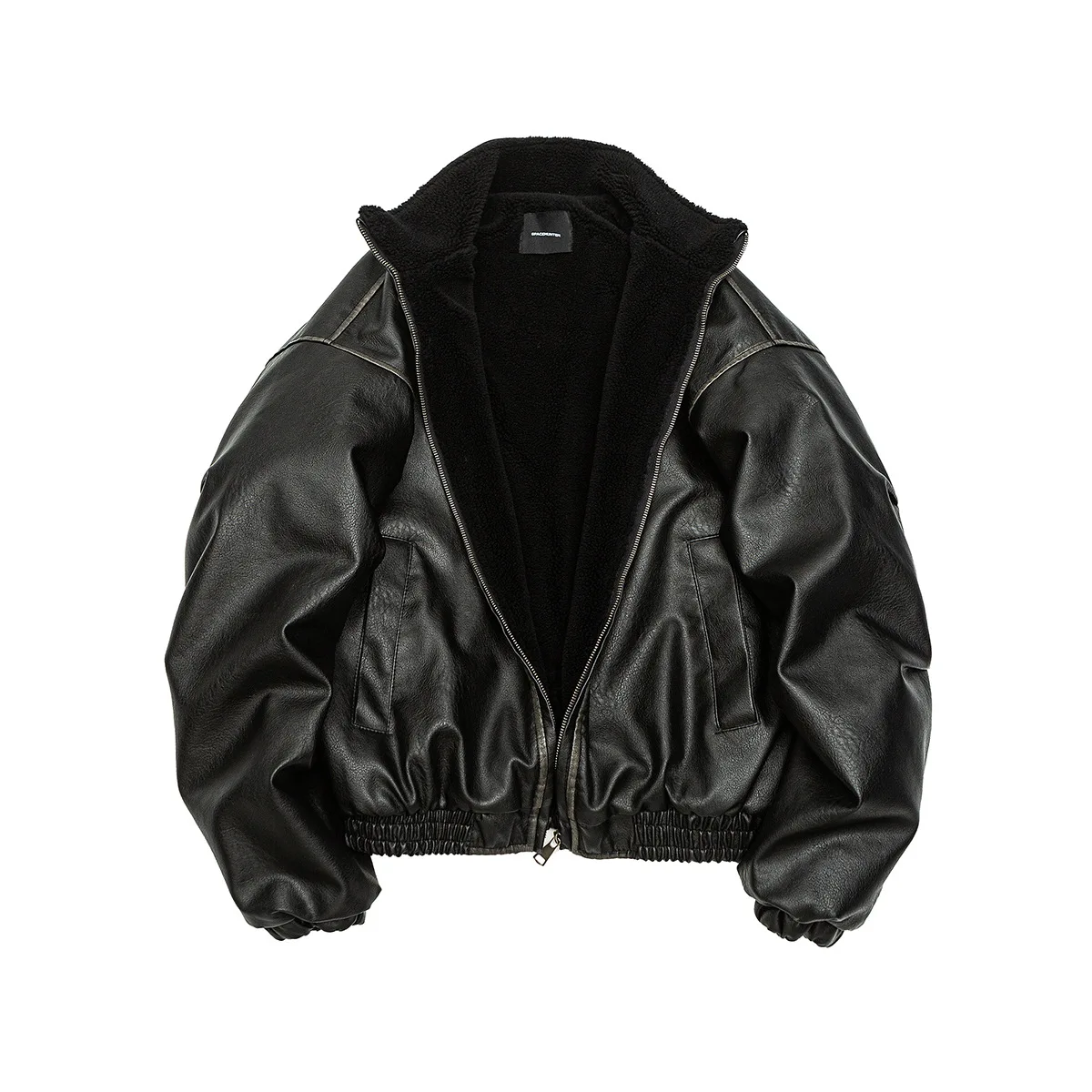 رجل ريترو المتعثرة سترة قطن العلامة التجارية الأمريكية الموضة 2025 جديد الشتاء بولي Leather الجلود السائق دراجة نارية معطف Vintage الذكور Outerwe