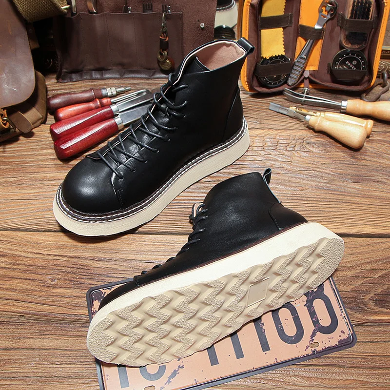 KOWM botas de senderismo impermeables piel vacuna para hombre tácticas - imagen 4