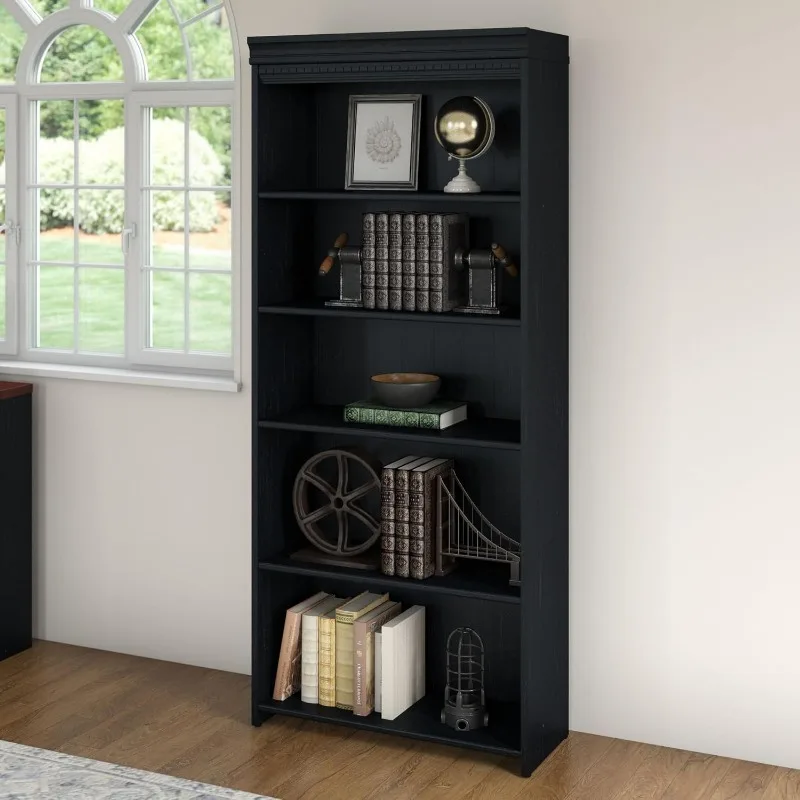 Fairview Tall 5 Shelf Bookcase in Antique Black