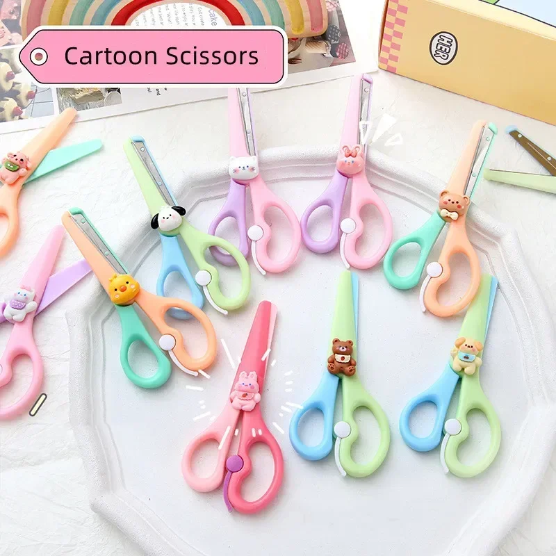 1Pc Kawaii Scissors Korean Fashion Cute Cartoon Animal Stationery Scissors DIY Scrapbook Cutting Paper Scissors Student Supplies