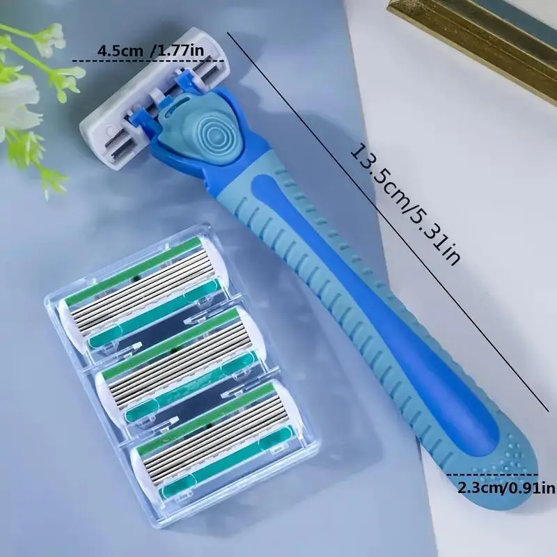 ماكينة حلاقة آمنة للرجال بمقبض مضاد للانزلاق، شفرة حادة وناعمة، ضرورية لرحلات العمل والسفر #4