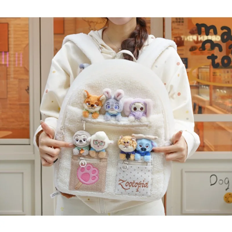 Ultra-Soft Plush Multi-Pocket Large Capacity Design Autumn Winter Travel Judy Nick Backpack Gift for Women Kawaii 2025 Trending