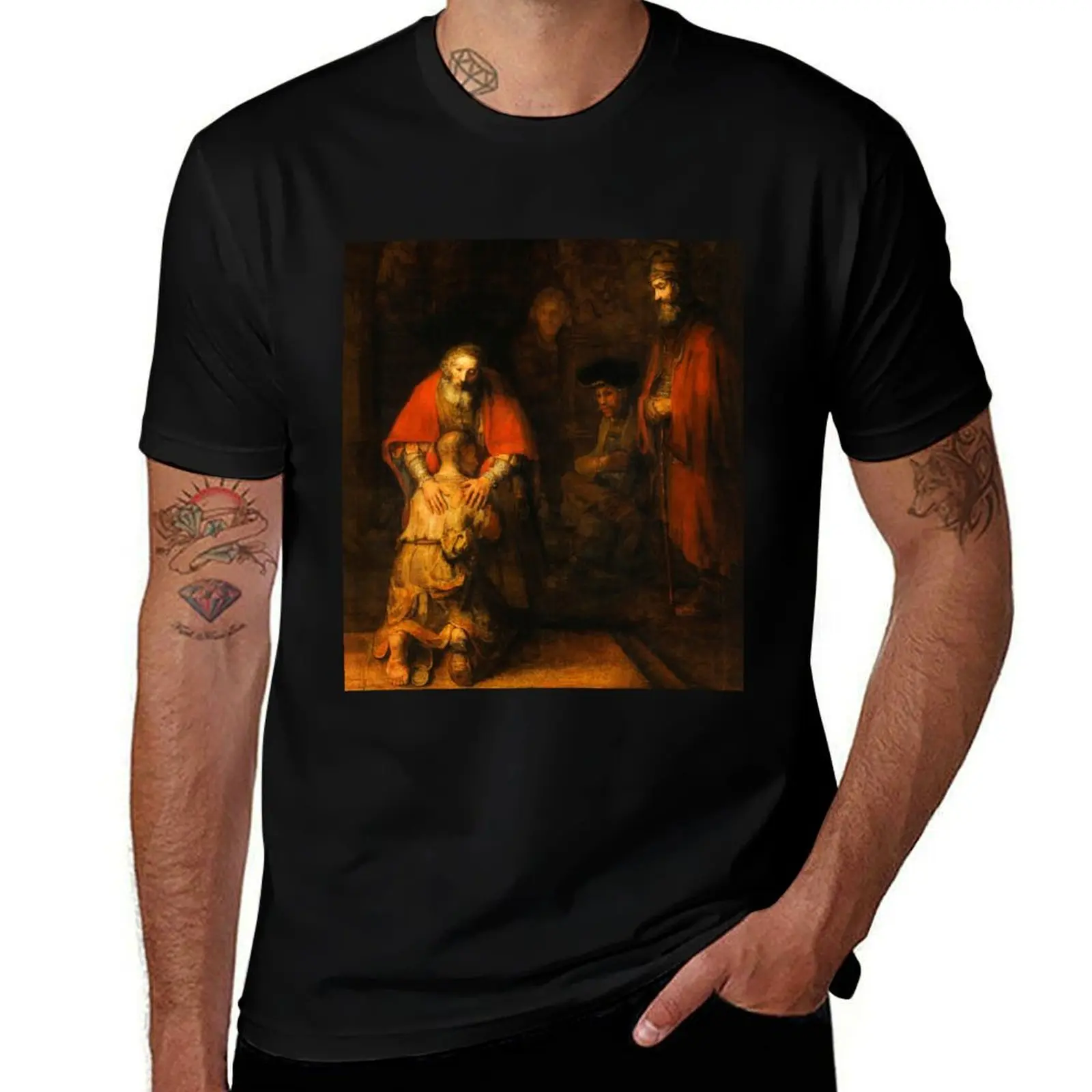 

Rembrandt Harmenszoon van Rijn, The Return of the Prodigal Son, c. 1669 T-Shirt Simple Casual Short Sleeve Tee