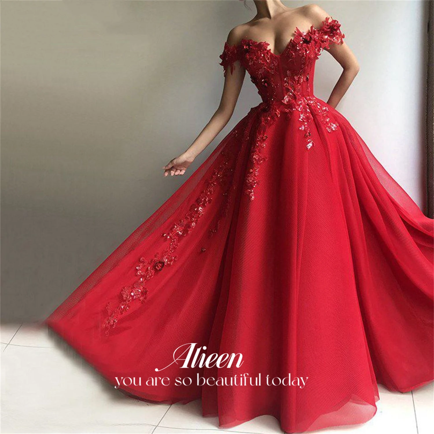 

Aileen Coming of Age Ceremony Long Wedding Party Dress Women Elegant Luxury Evening Dresses 2023 Fluffy Red Dresses for Prom