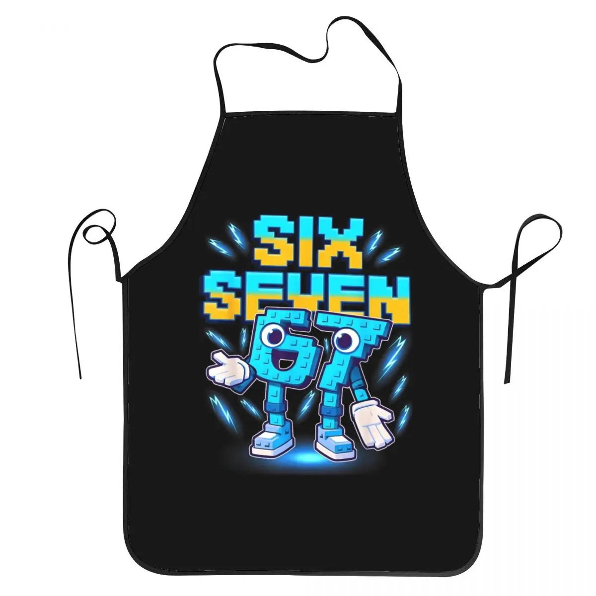 Colorful Number 67 Print Aprons Chef Cooking Tablier Sleeveless Bib Kitchen Cleaning Pinafore for Women Men Painting