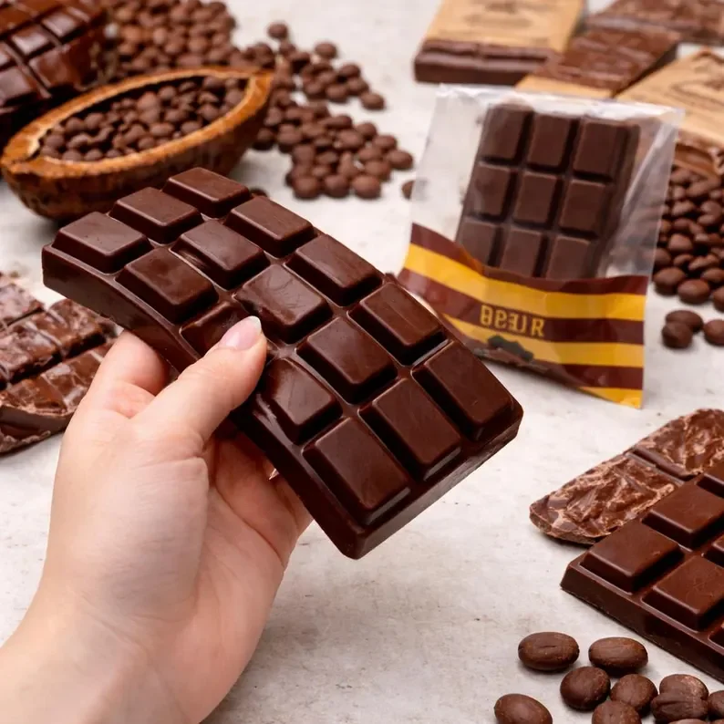 Brinquedo mole de aumento lento de barra de chocolate, aperto realista de alívio de estresse de alimentos falsos, brinquedo sensorial perfumado kawaii, marrom