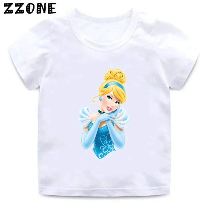 Hot Sale Cinderella Princess Print Cartoon Kids T-Shirts Funny Cute Girls Clothes Baby Boys T shirt Summer Children Tops,ooo5895