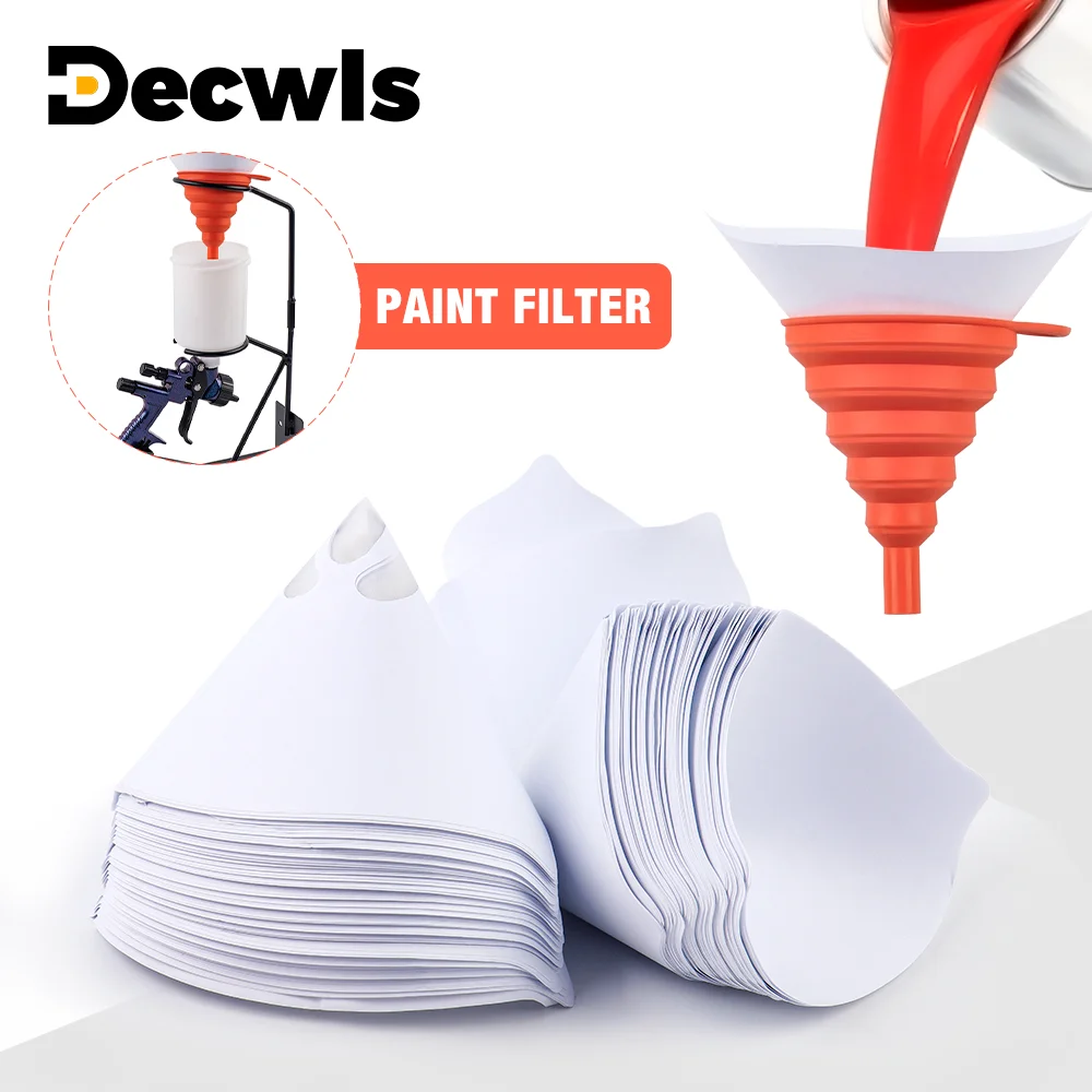 

50/100/200 шт.воронка для малярной бумаги, конус из бытовой фильтровальной бумаги с 1 силиконовой воронкой,подходит для автомобильной краски,мебели, фильтрации жира и т.д., инструмент для краски с фильтром-распылителем